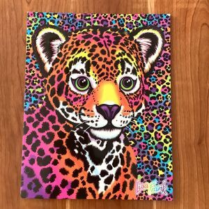 Lisa Frank 2 Pocket Portfolio Folder 3-Hole Punched Leopard Cub Hunter Rainbow